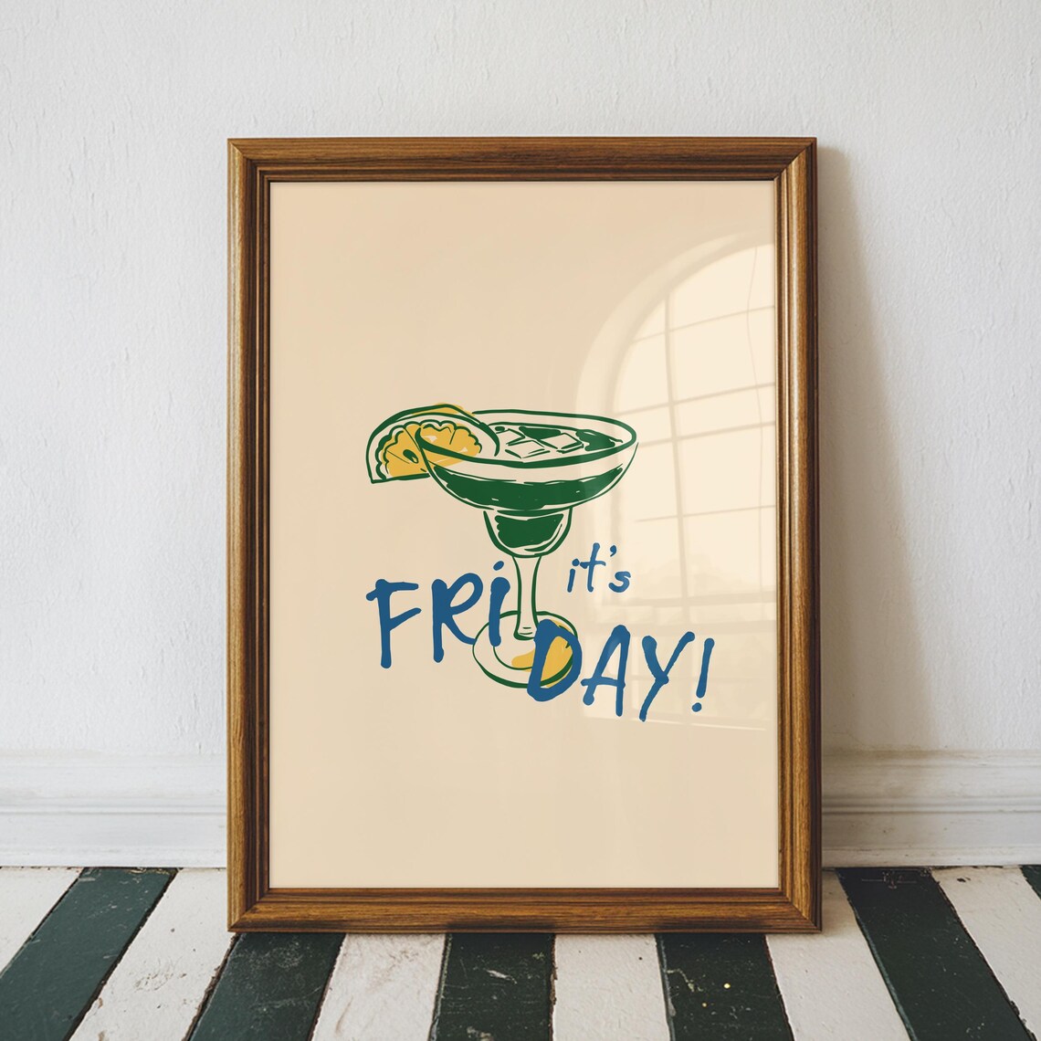 Its Friday Margarita Cocktail Lime Bar Cart Weekend Party Fun Decor Poster