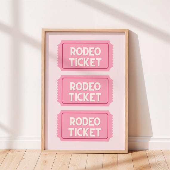 Cute Western Wall Art Print Rodeo Ticket Poster Trendy Decor Apartment Pink Home Dorm Room