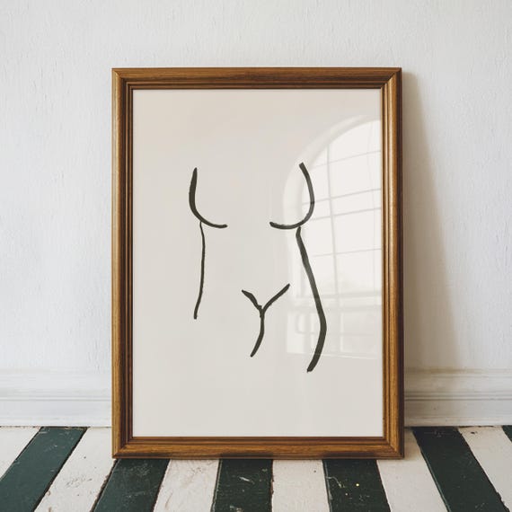 Modern Minimalist Wall Art Print Picasso Inspired Painting Feminine Decor Living Room