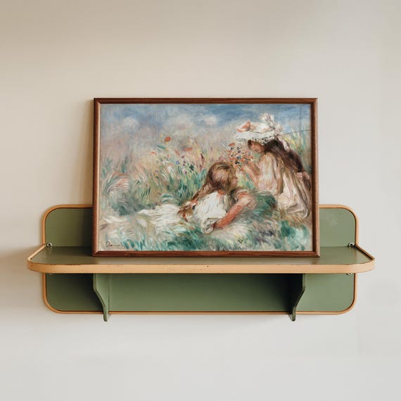Girls In The Garden Monet Style Print Impressionist Landscape Summer Bathroom Decor