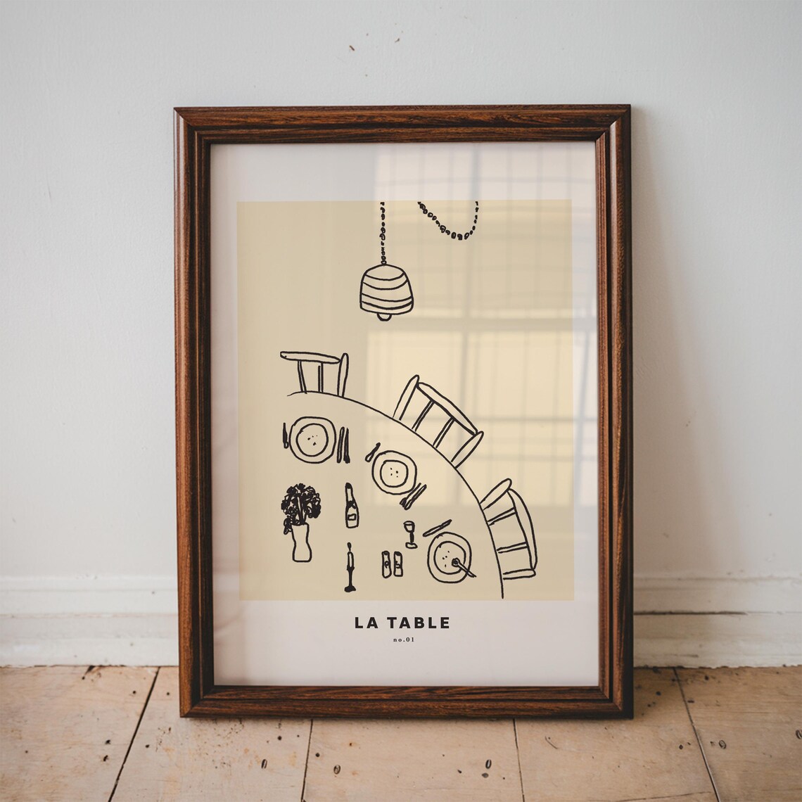 La Table No 01 Minimalist Dining Line Drawing French Bistro Poster