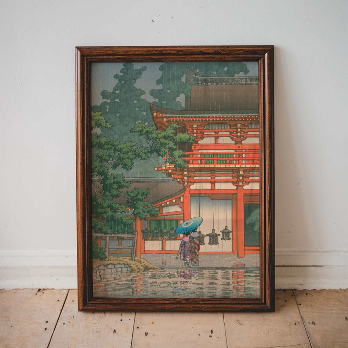 Kawase Hasui Kasuga Shrine Nara Rain Red Temple Woodblock Art Print