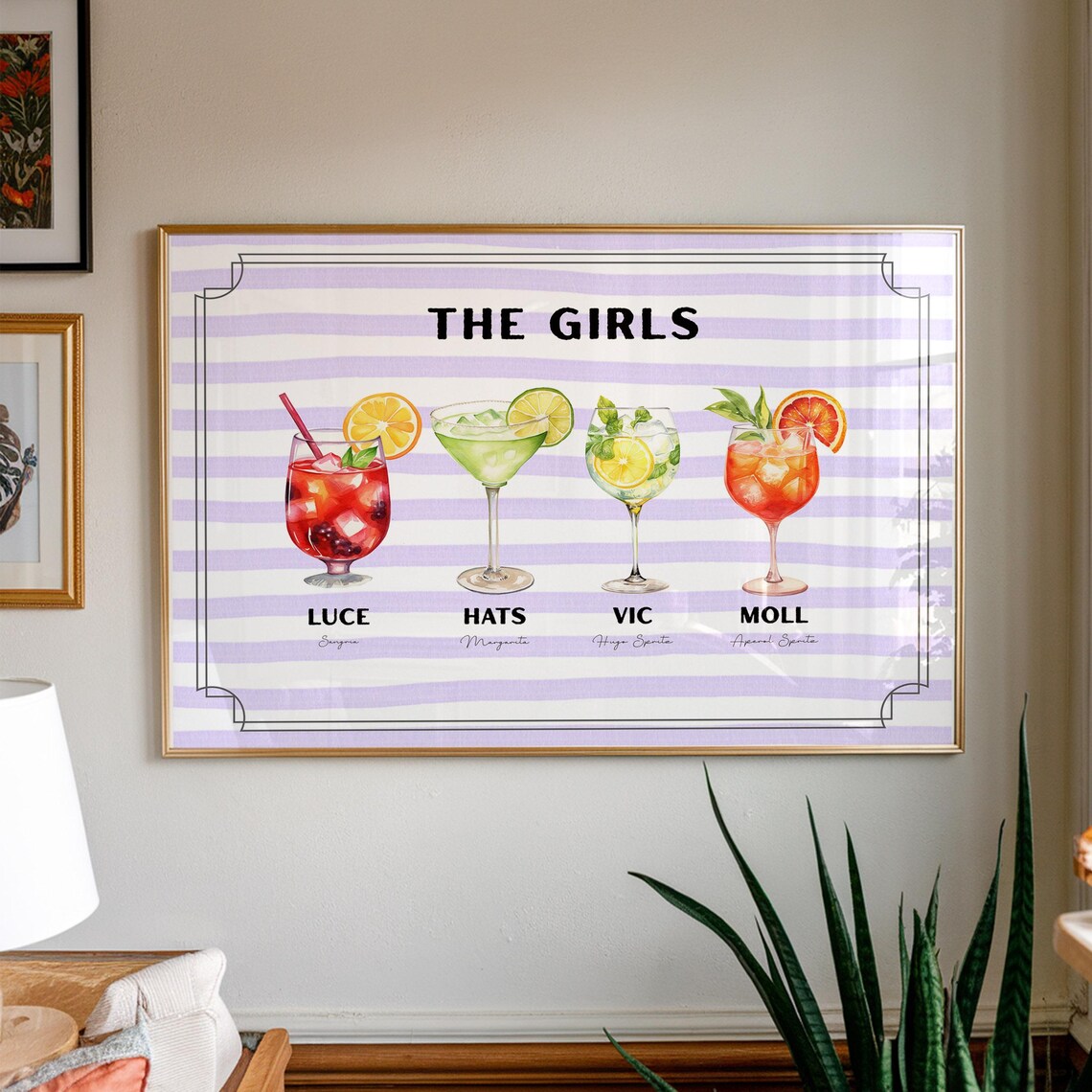 The Girls Roommates as Drinks Funny Personalized Cocktail Art Poster