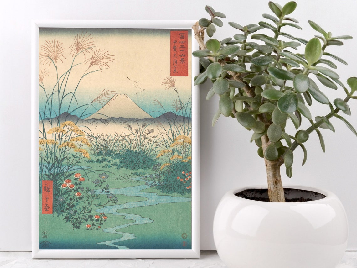 Utagawa Hiroshige Misasaka Pass Marsh Wildflowers Mt Fuji Views Poster