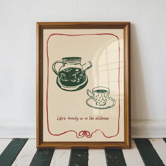 Beauty In The Stillness Wall Art Print Positive Slow Mornings Coffee Minimalist Breakfast