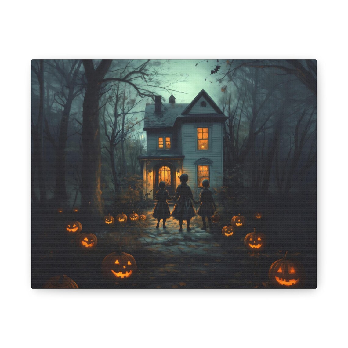 Spooky Trick Or Treat Children At Haunted House Night Poster - Image 3