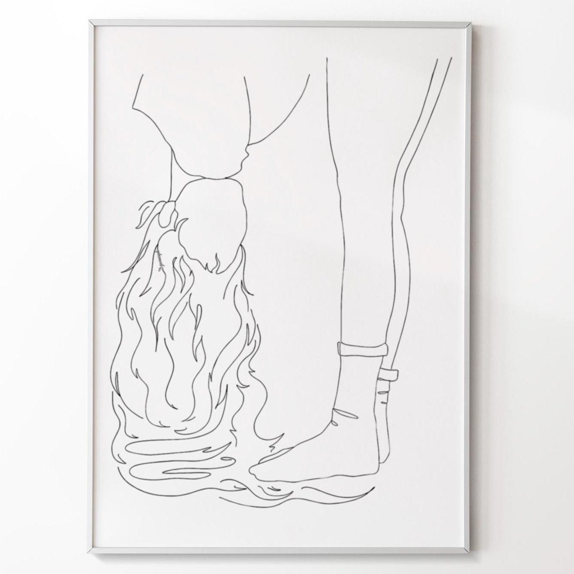 Female Legs Art Romantic Print Outline Art Sketch Art Woman Legs Socks Line Art Poster Aesthetic Fashion Cozy Wall Art