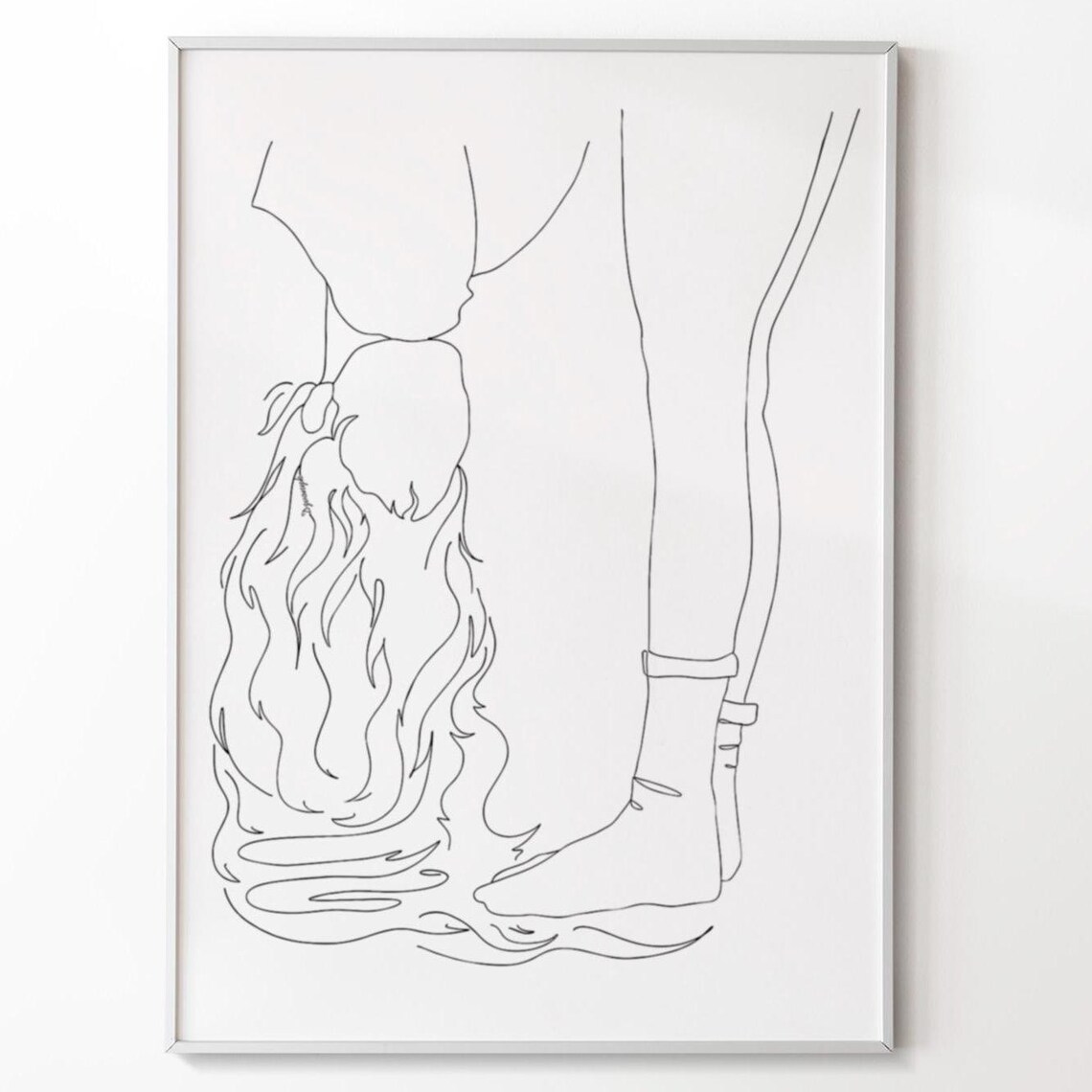 Peaceful Feet at the Calm Shore Minimalist Line Art Beach Poster