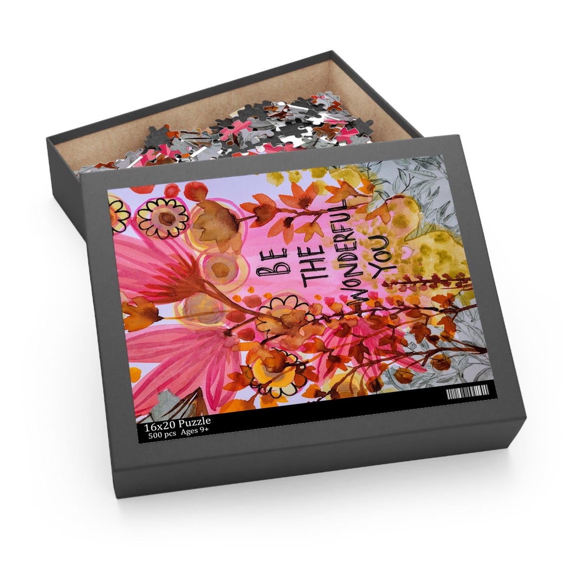 Be The Wonderful You Pink Floral 500 Piece Jigsaw Puzzle Print