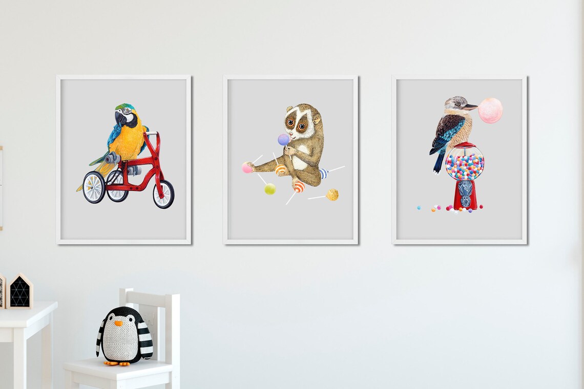 Vintage Kookaburra Baby Nursery Art Print - Image 3