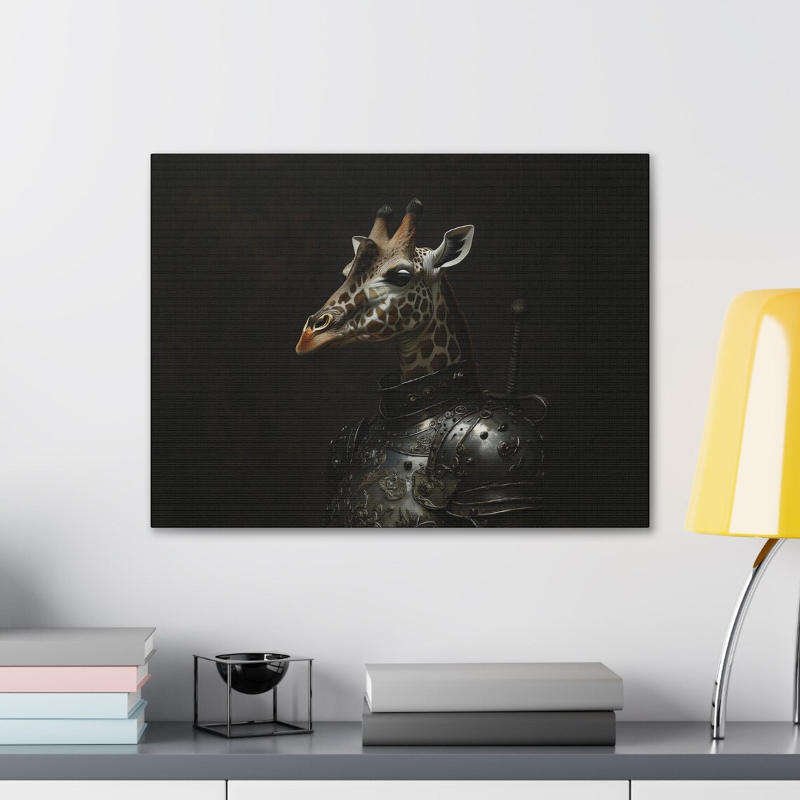 Giraffe Knight In Dark Studded Armor With Sword Medieval Portrait Poster - Image 2