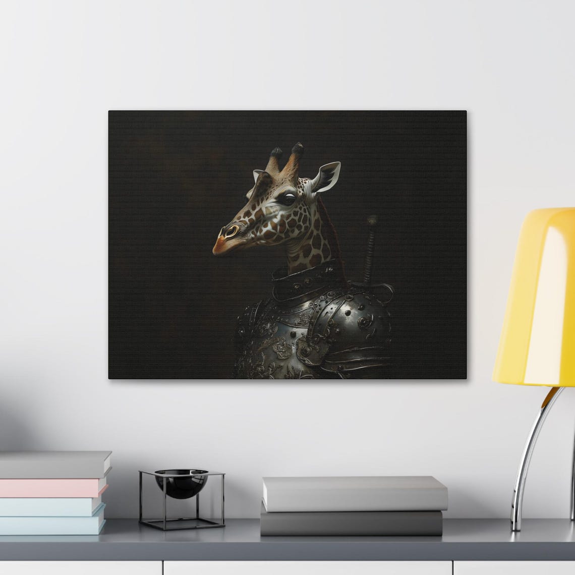 Maximalist Eclectic Medieval Giraffe Knight Print Bold Altered Animal Portrait Fantasy Fun Colorful Renaissance Rustic Art - Image 2