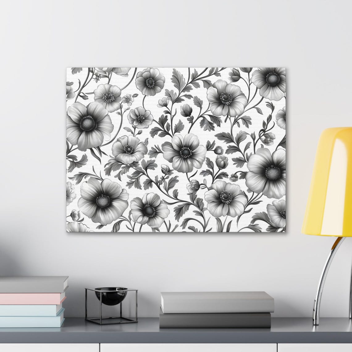 Monochrome Botanical Floral Vine Pattern Elegant Flower Wall Poster - Image 2
