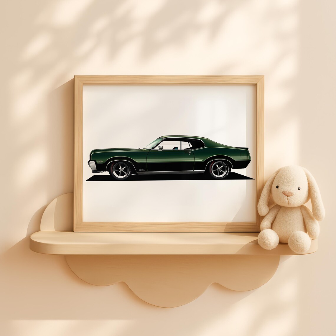 Dark Green Pontiac GTO Classic Muscle Car Nursery Poster Boys Room Art