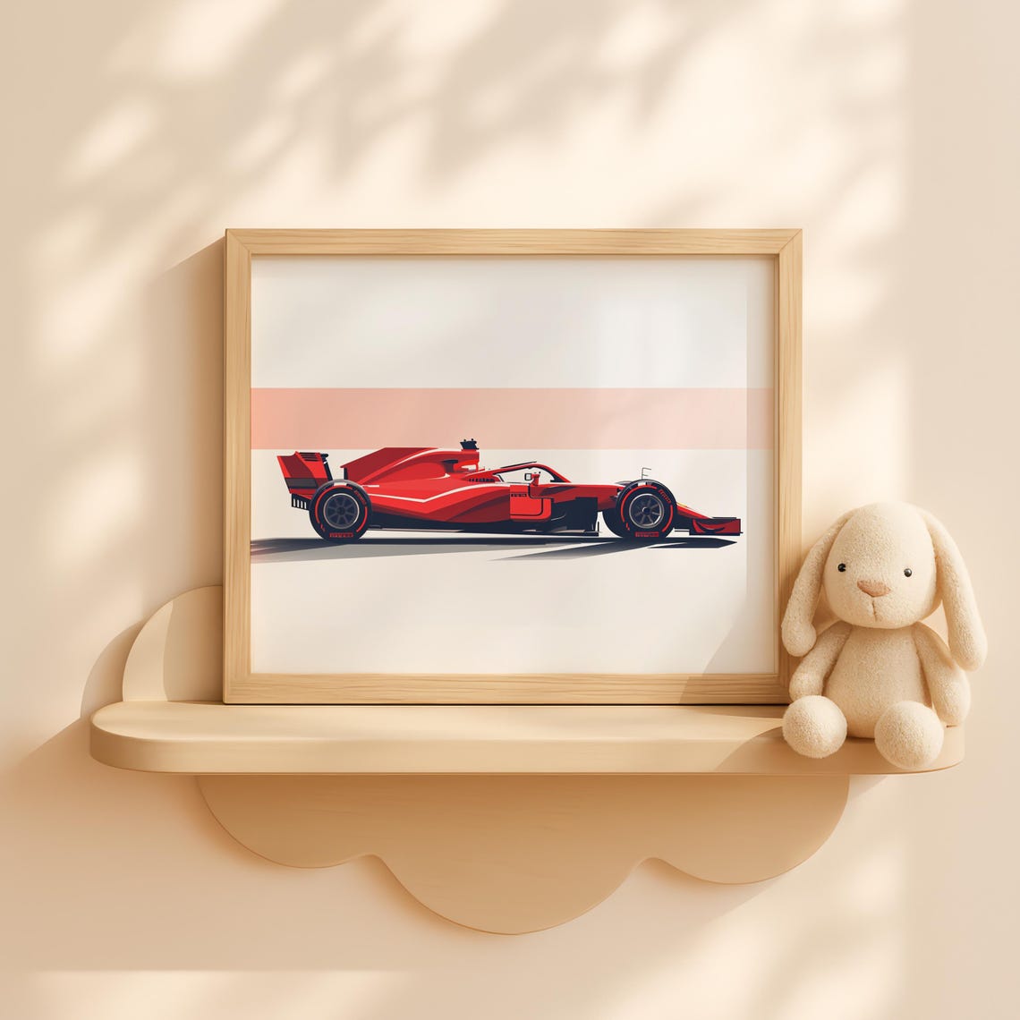 Bold Red Open Wheel Race Car Minimalist Modern Speed Art Poster