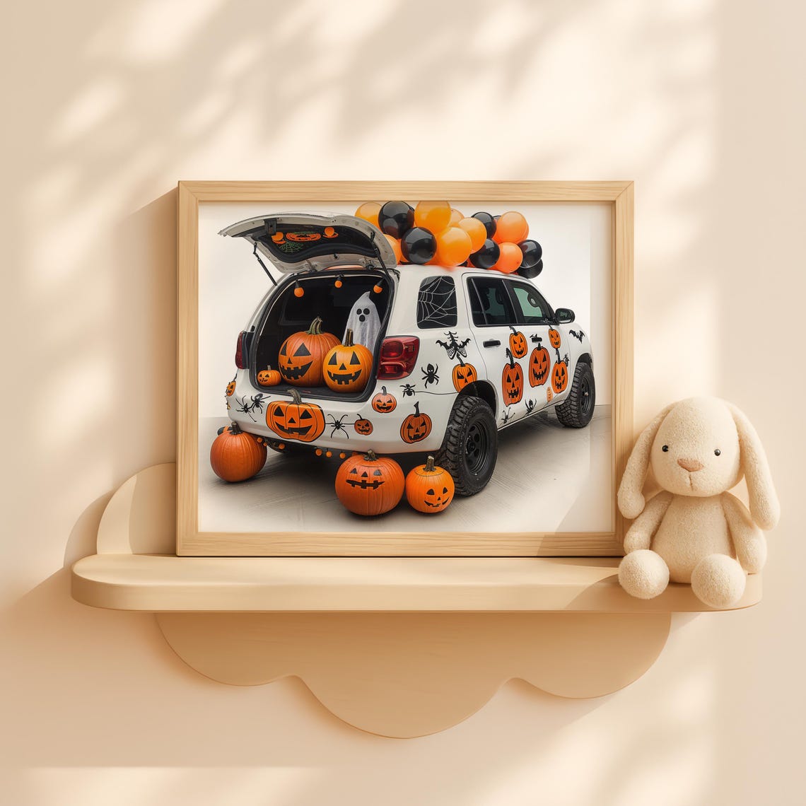 Halloween Car Trunk Wall Art For Kids Room Pumpkins Balloons Cute Spooky Decor Autumn