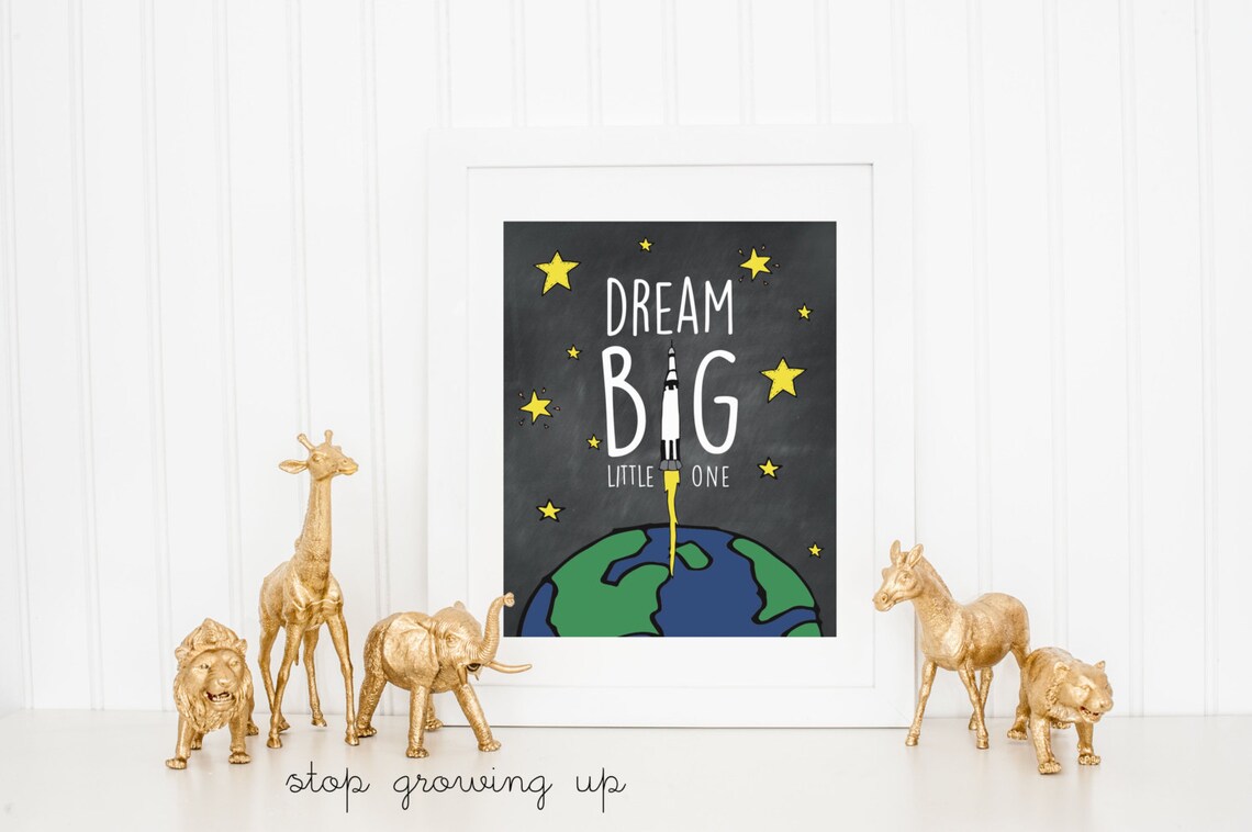 Dream Big Little One Outer Space Nursery Poster