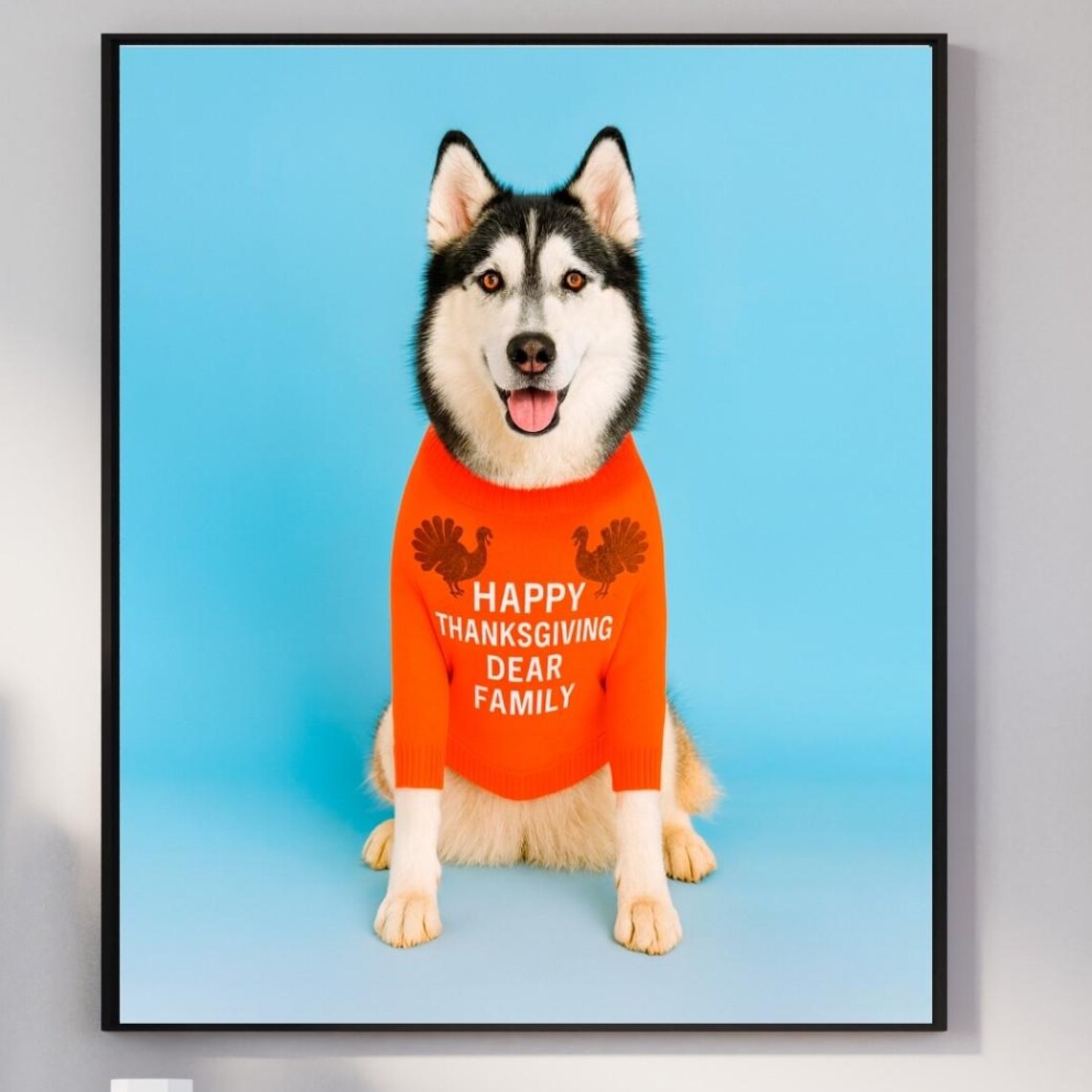 Husky Thanksgiving Art Print, Fall Decor