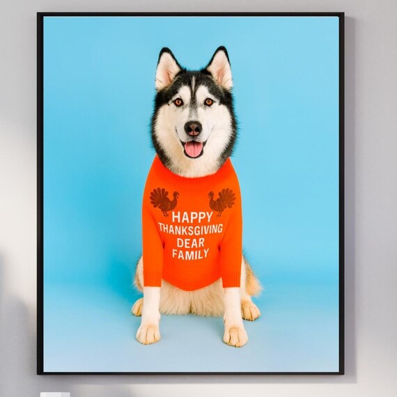 Husky Thanksgiving Art Print, Fall Decor