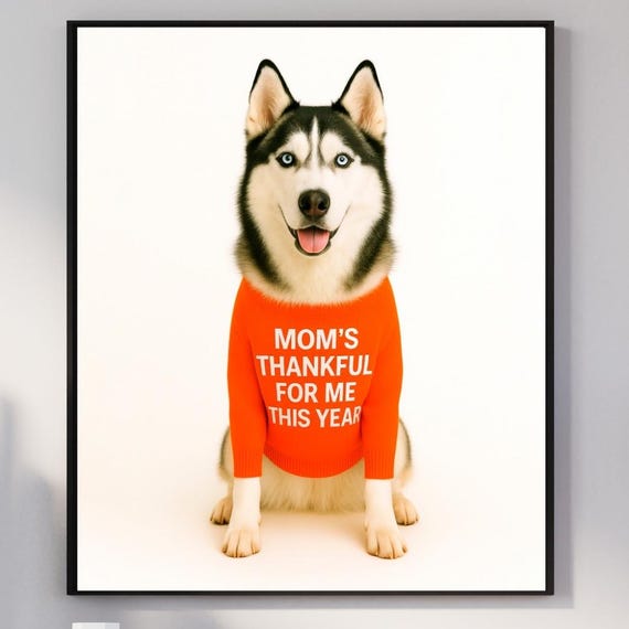 Husky Thanksgiving Wall Art Owners Gift Print Photography Poster Fall Decor Nursery Room