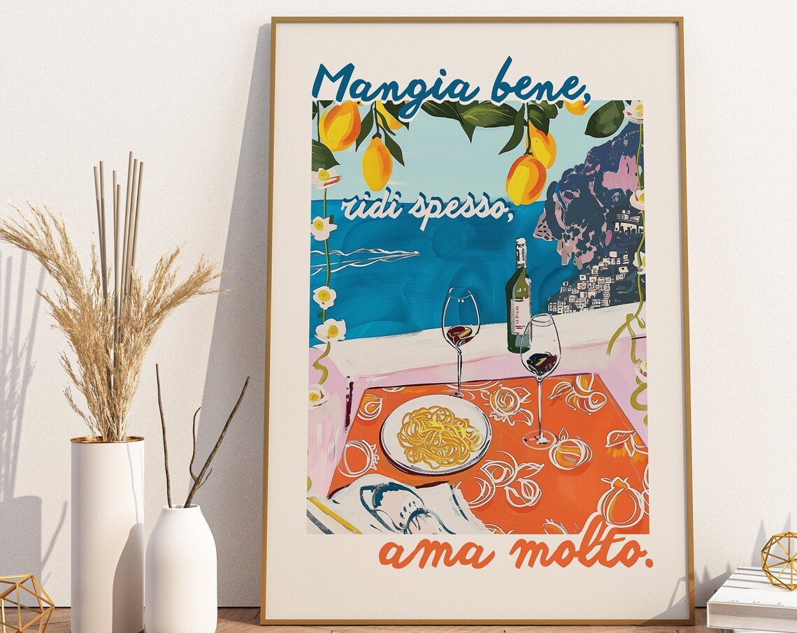 Retro Italian Food Lover Quote Art Print