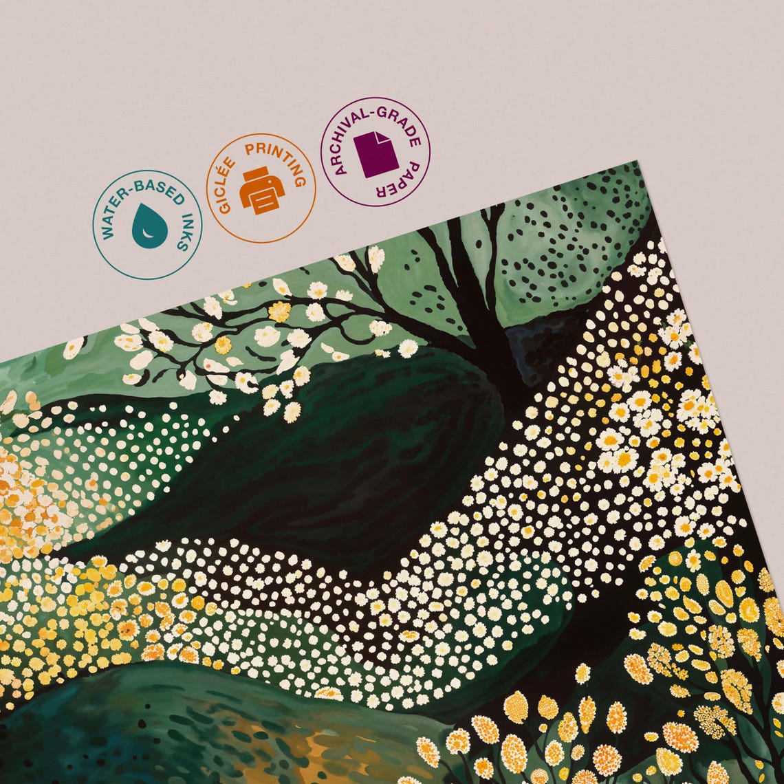 White Blossom Valley Kusama-Inspired Japanese Exhibition Poster - Image 3