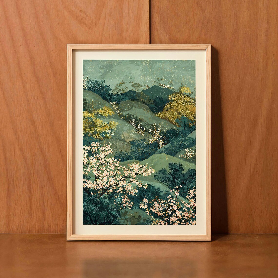 Japanese Landscape Poster, Japandi Nature Decor