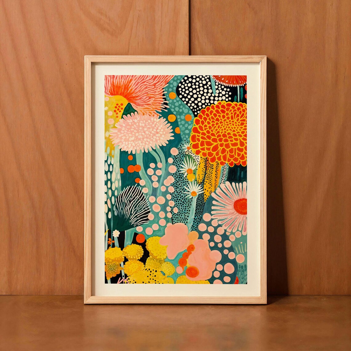 Abstract Botanical Art Print, Japandi Mid-Century