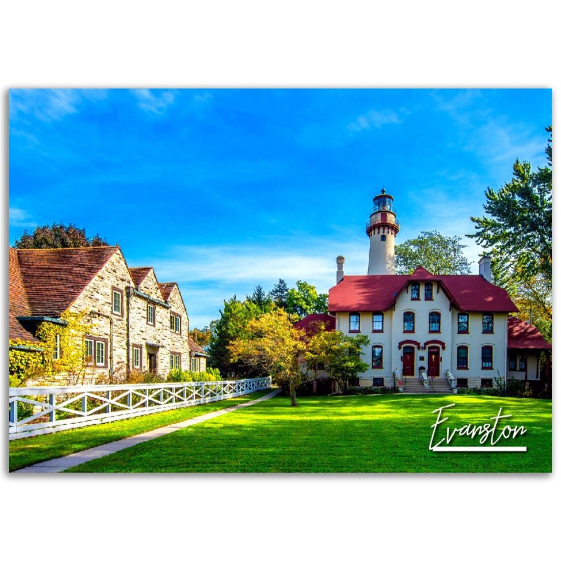 Evanston Illinois Grosse Point Lighthouse Historic Grounds Photo Poster