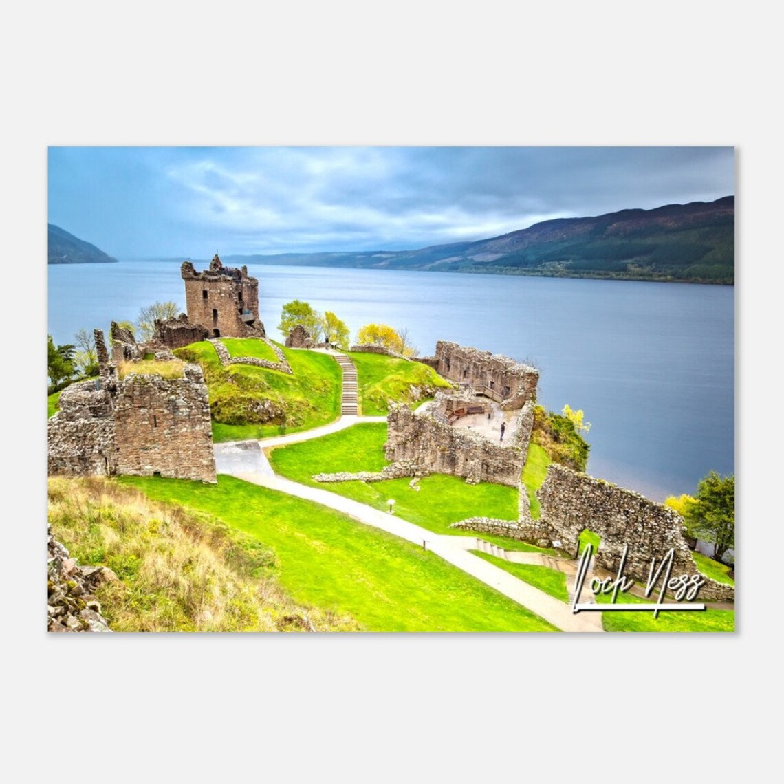 Loch Ness Urquhart Castle Ruins Scottish Highlands Travel Photo Poster