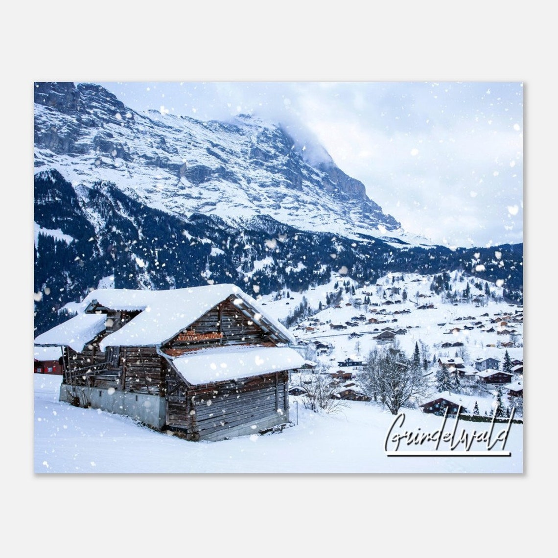Grindelwald Switzerland Winter Snow Village Alpine Peaks Travel Poster