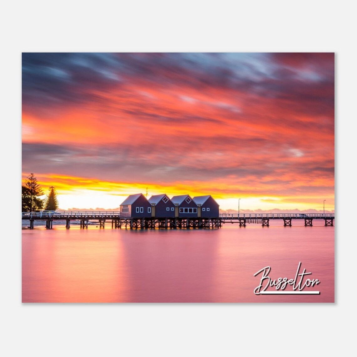 Busselton Jetty Sunset Orange Sky Australia Photography Poster