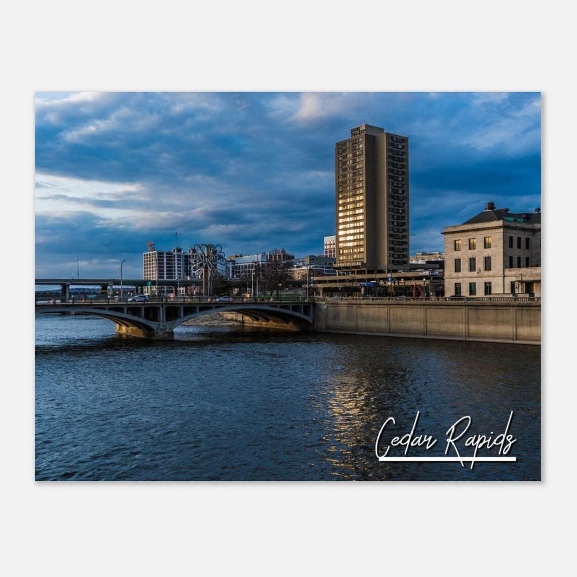 Cedar Rapids Iowa Skyline Poster Print, Cityscape