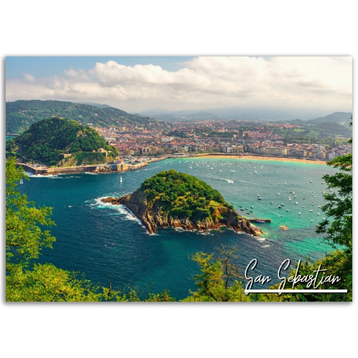 San Sebastian Spain La Concha Bay Coastal Travel Photo Poster