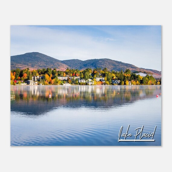 Lake Placid New York Poster Fall Foliage Mirror Lake Photo Art