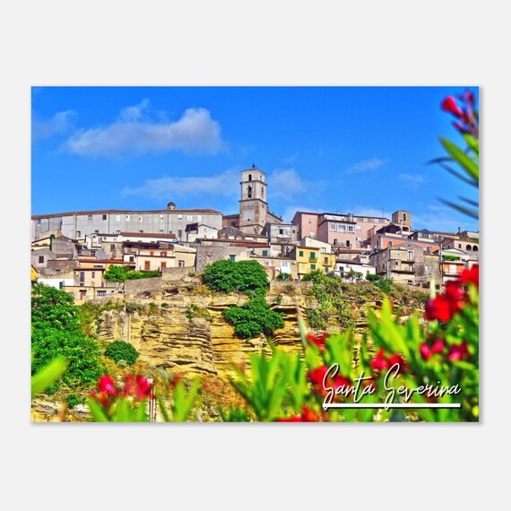 Santa Severina Italy Medieval Hilltop Town Skyline Travel Poster