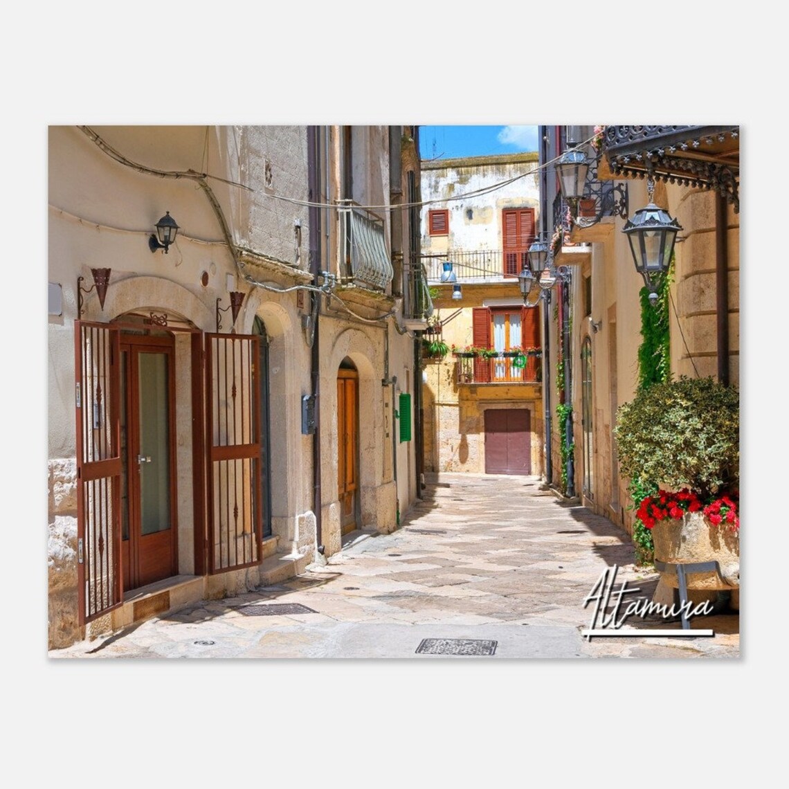 Altamura Italy Sunlit Old Town Street Photography Travel Poster