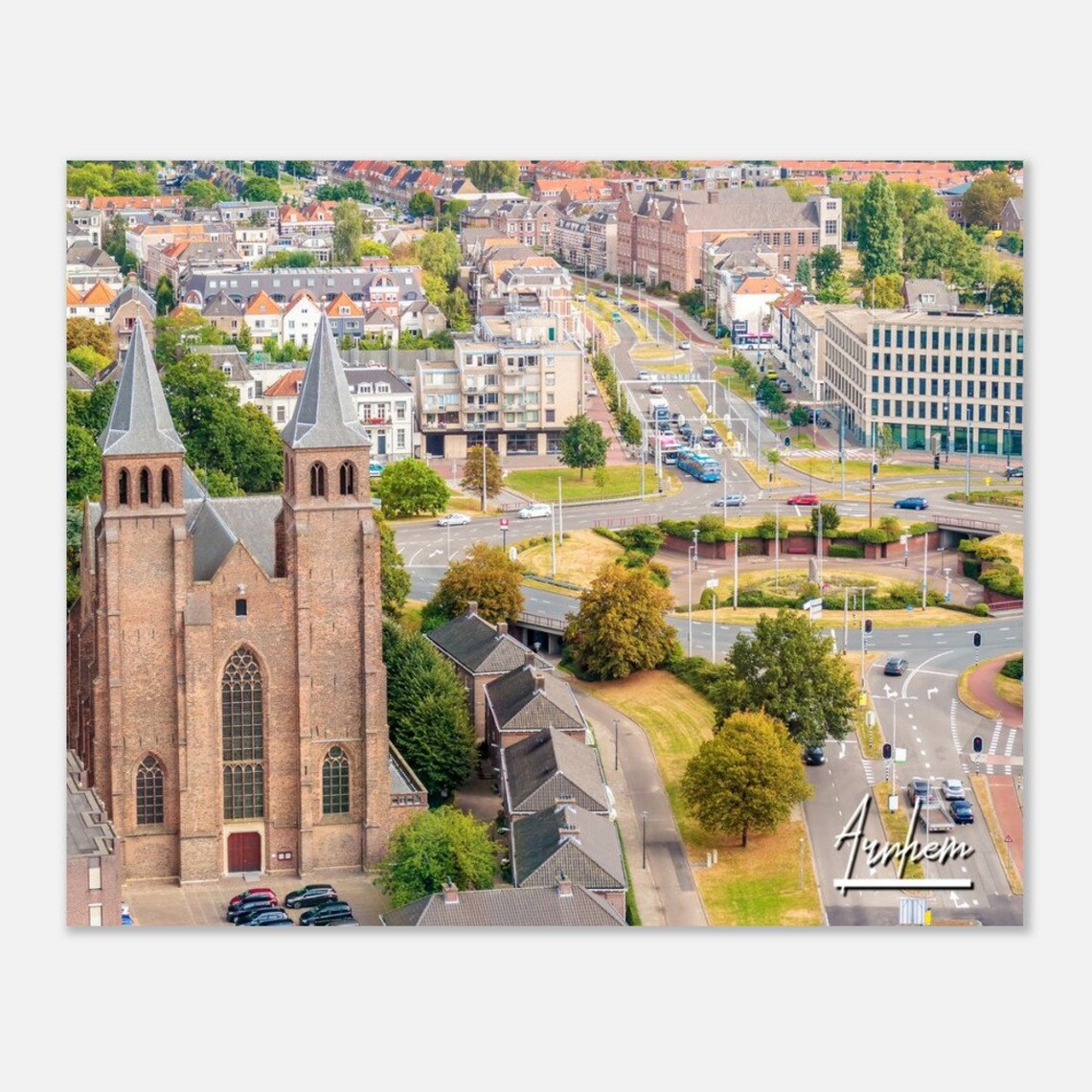 Arnhem Netherlands Church Town Aerial View Cityscape Travel Poster