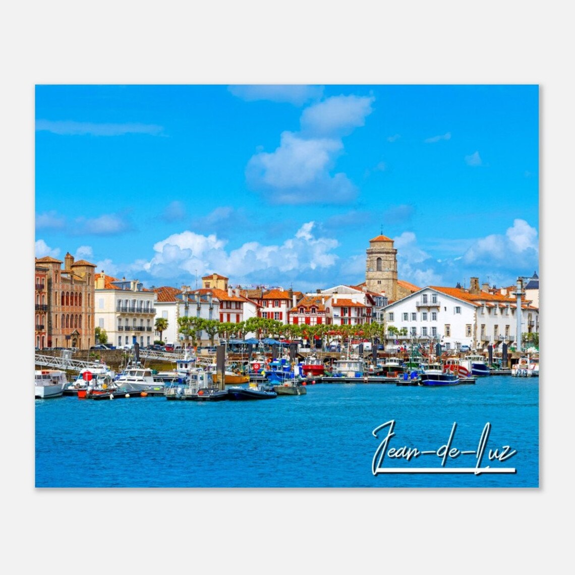 Jean-de-Luz France Coastal Fishing Harbor Town Travel Poster