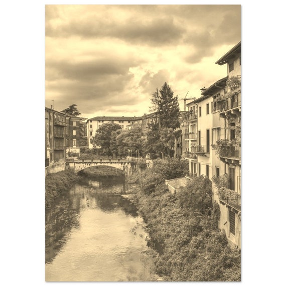 Vintage Vicenza Italy Poster Retro Sepia Cityscape Print