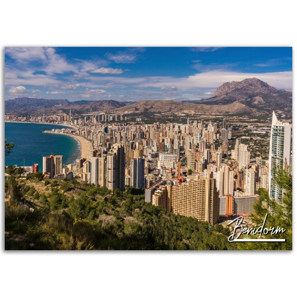 Benidorm Spain Coastal Skyline Beach Resort City Travel Poster