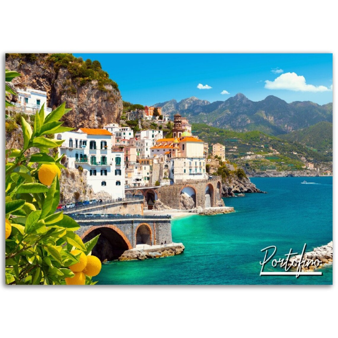 Portofino Italy Coastal Cliffs Turquoise Sea View Travel Poster