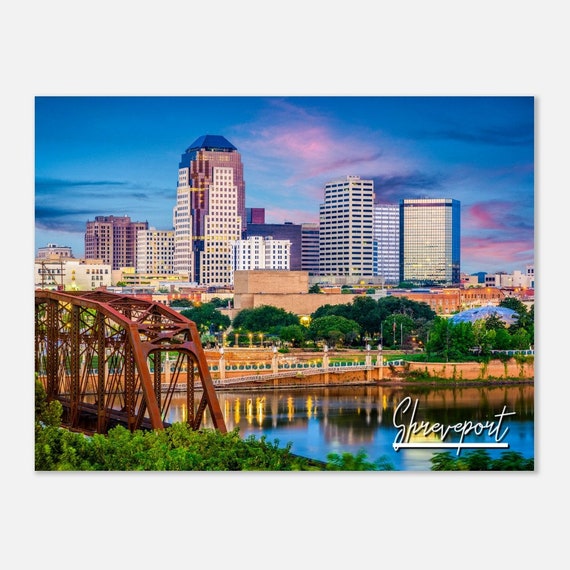 Shreveport Louisiana Skyline Poster Cityscape Travel Print