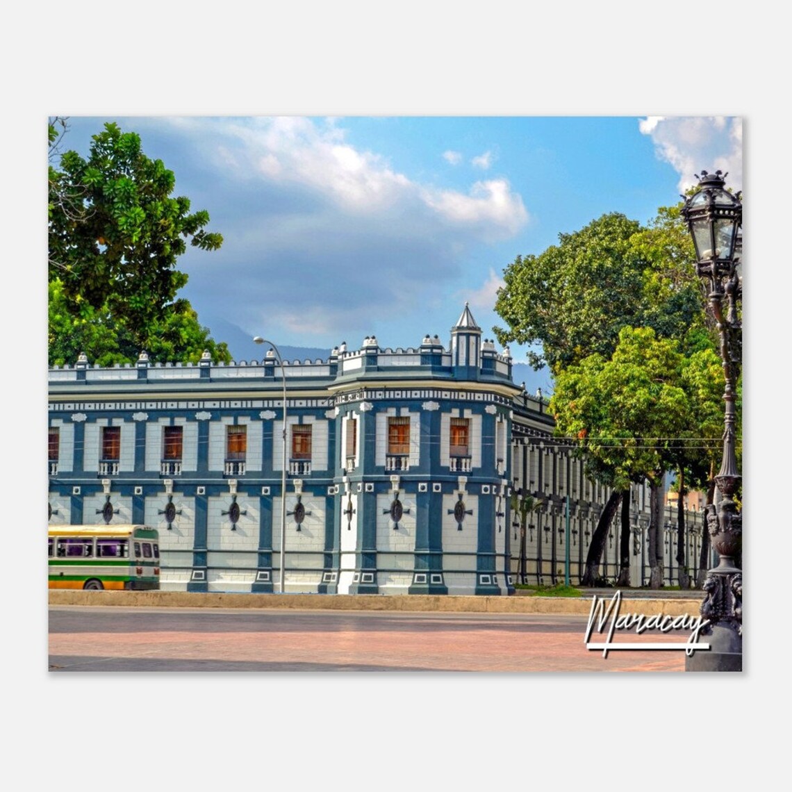 Maracay Venezuela Historic Blue Colonial Building Travel Poster