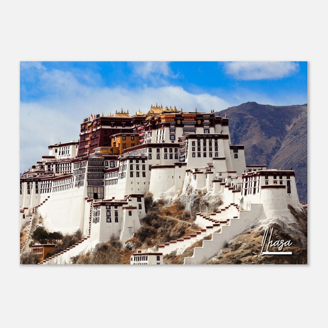 Lhasa Potala Palace White And Red Palace Mountain Travel Photo Poster