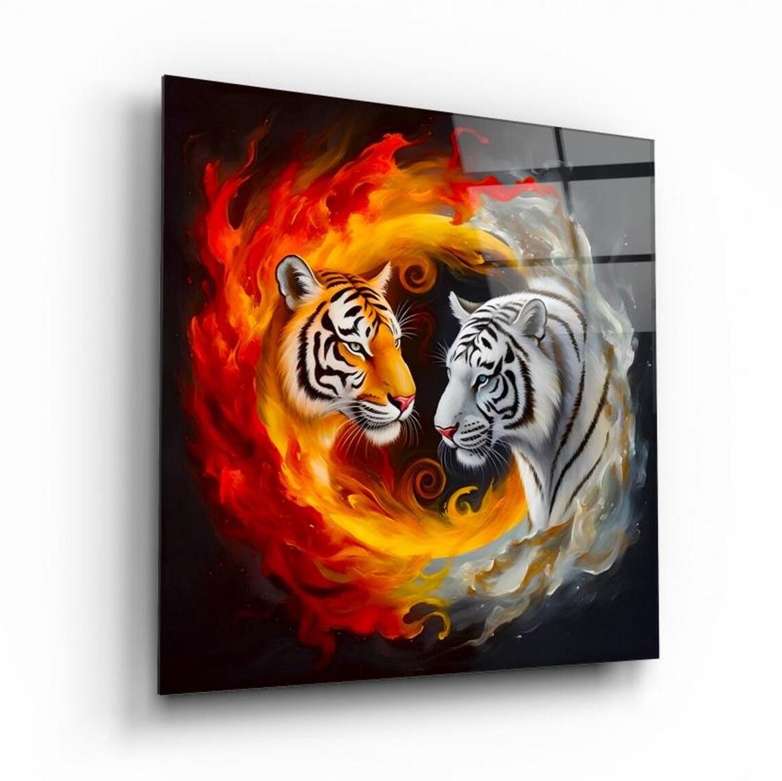 Yin Yang Tiger Wall Art Tempered Glass Print Modern Animal Wall Decor Luxury Glass Wall Art For Home And Office - Image 2