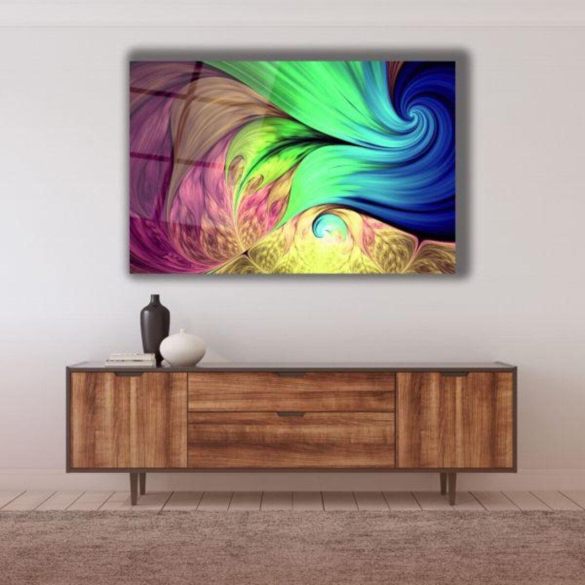 Color Fusion Abstract Swirl Vivid Multicolor Contemporary Poster