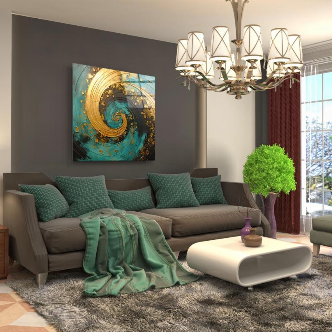 Abstract Gold Spiral Wall Art Tempered Glass Print Modern Abstract Wall Decor Luxury Glass Wall Art For Home And Office - Image 3