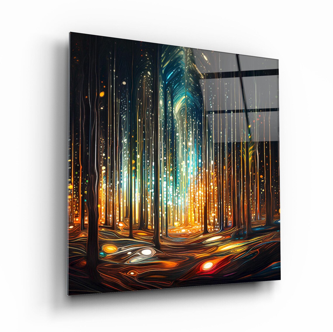 Luminous Forest Landscape Wall Art Tempered Glass Print Modern Nature Wall Decor Luxury Glass Wall Art For Home And Office - Image 2