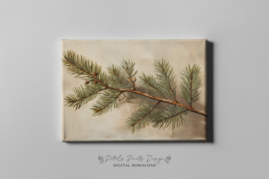 Christmas Evergreen Rustic Vintage Art Print - Image 4